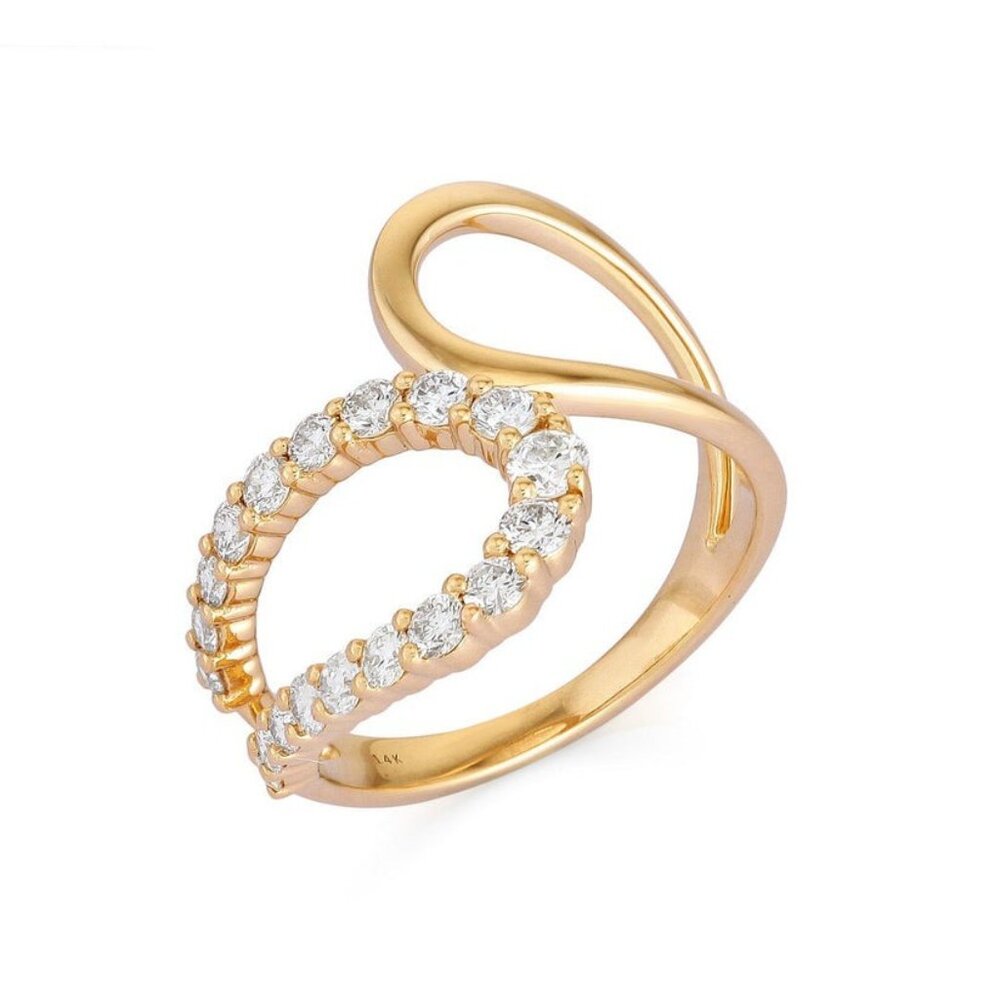 Open Wrap Diamond 14K (or 18k upon request) Yellow Gold Sapphire Ring
